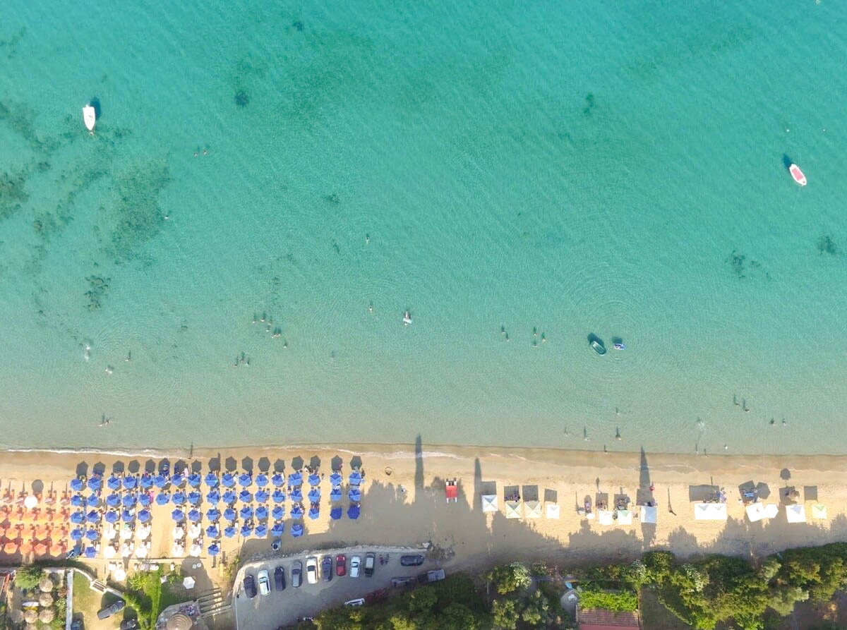 Explore Messinia Kalamata sea front with crystal clear waters from ebove