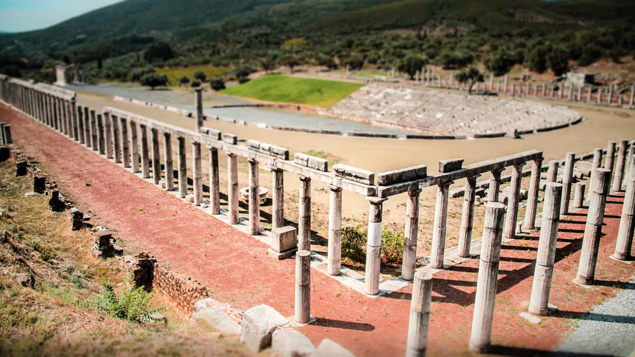 Explore Messinia-The ancient gymnasium and stadium of Ancient Messini, a historical highlight included in the 7-day itinerary for exploring Messinia and the Peloponnese's rich heritage.