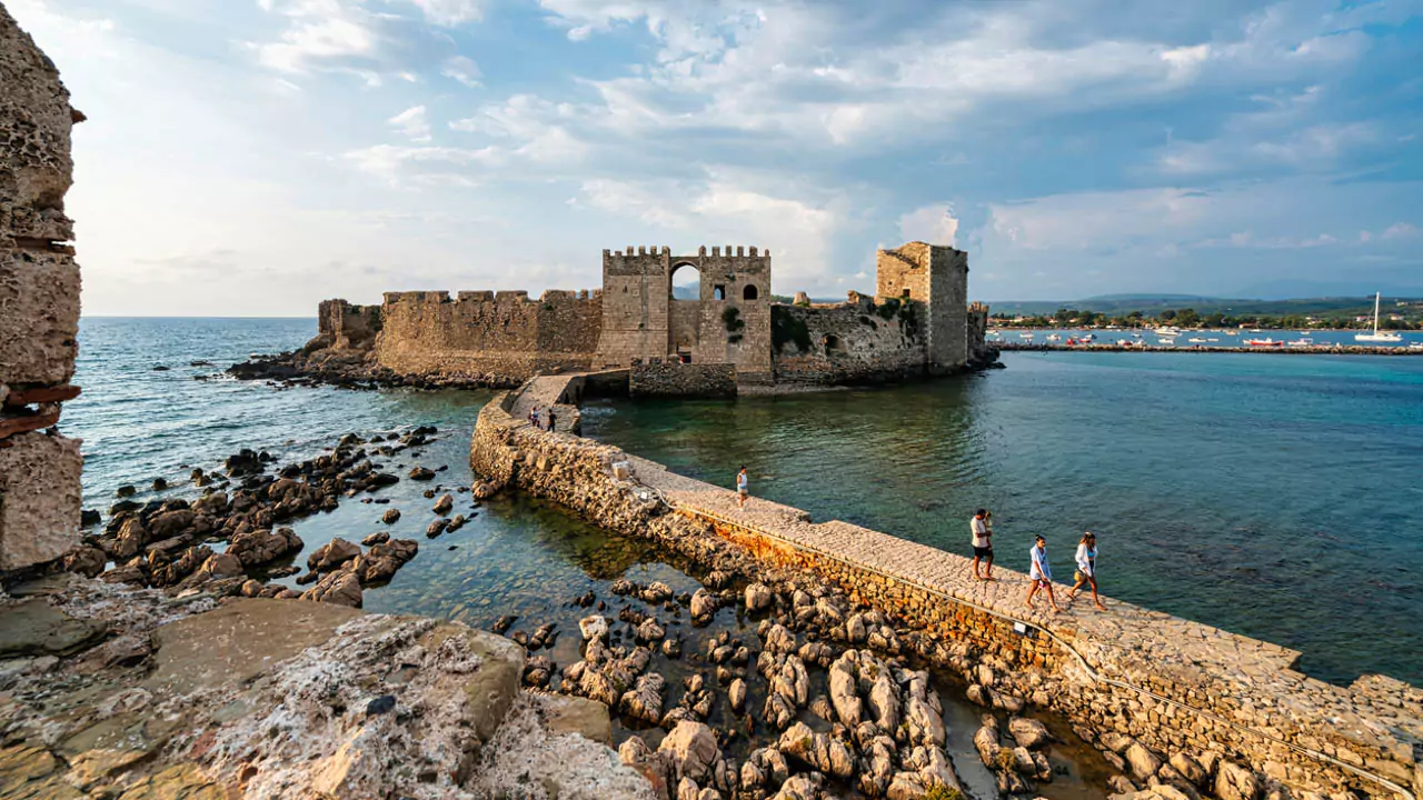 Explore Messinia-The majestic Castle of Methoni, captured from Mpourtzi, a site steeped in history and a must-see on any Messinia 7-day travel guide.